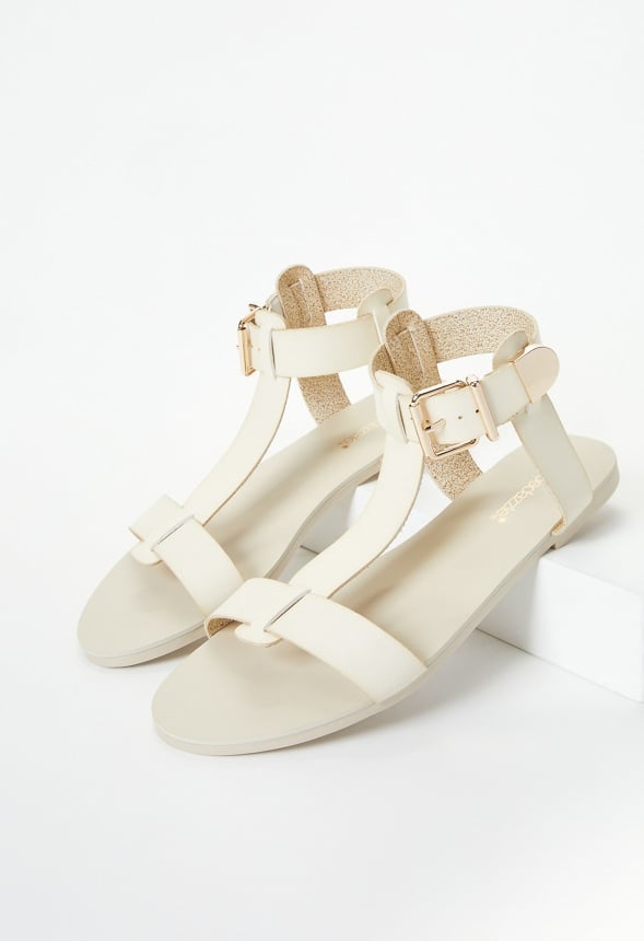 Troian Flat Sandal Birch White