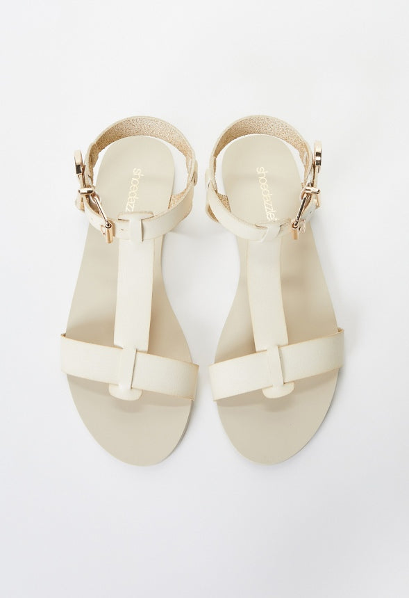 Troian Flat Sandal Birch White
