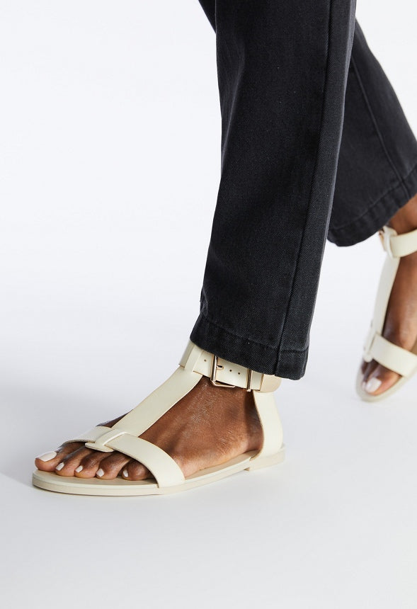 Troian Flat Sandal Birch White