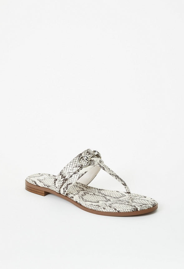 Nadia Flat Thong Sandal Natural/ White
