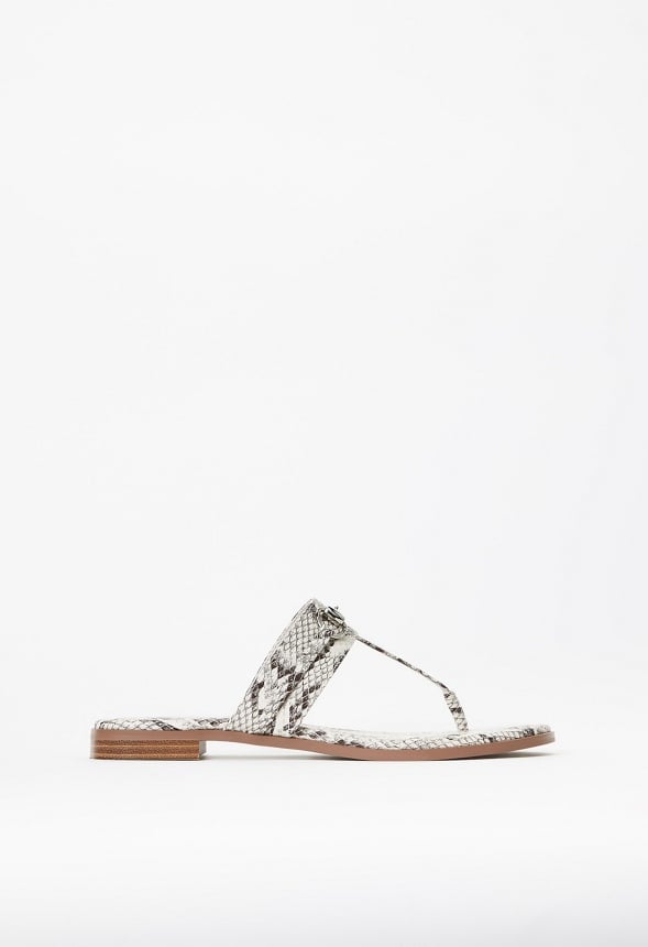 Nadia Flat Thong Sandal Natural/ White