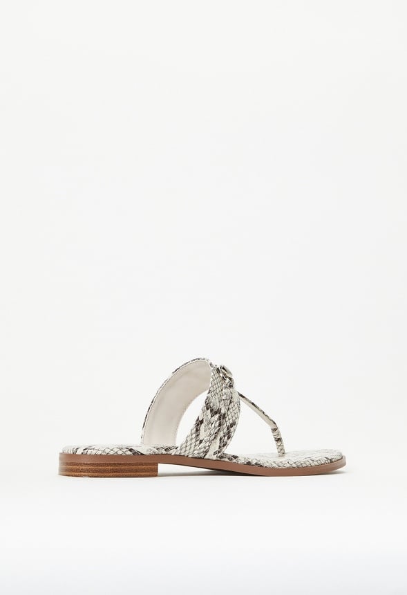 Nadia Flat Thong Sandal Natural/ White