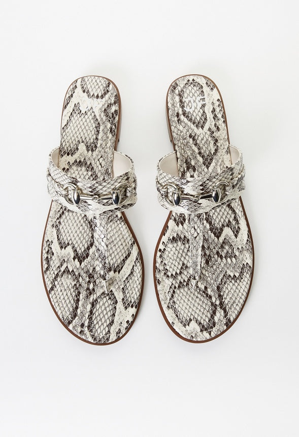 Nadia Flat Thong Sandal Natural/ White