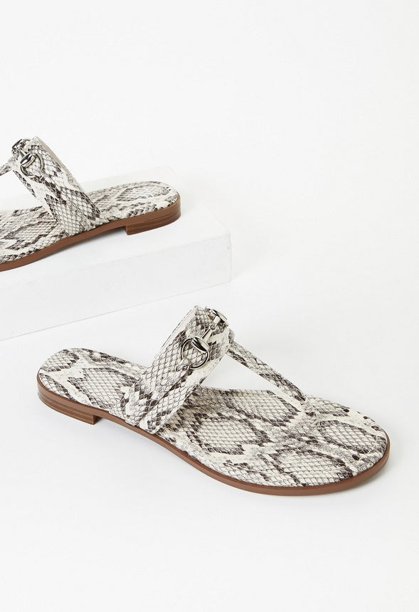 Nadia Flat Thong Sandal Natural/ White