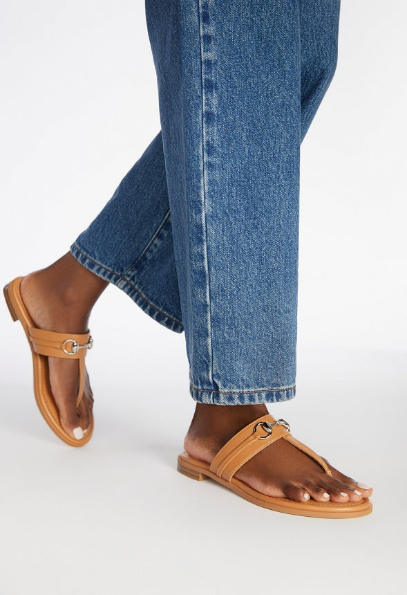 Nadia Flat Thong Sandal Light Camel