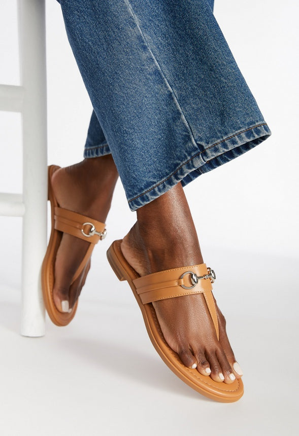 Nadia Flat Thong Sandal Light Camel