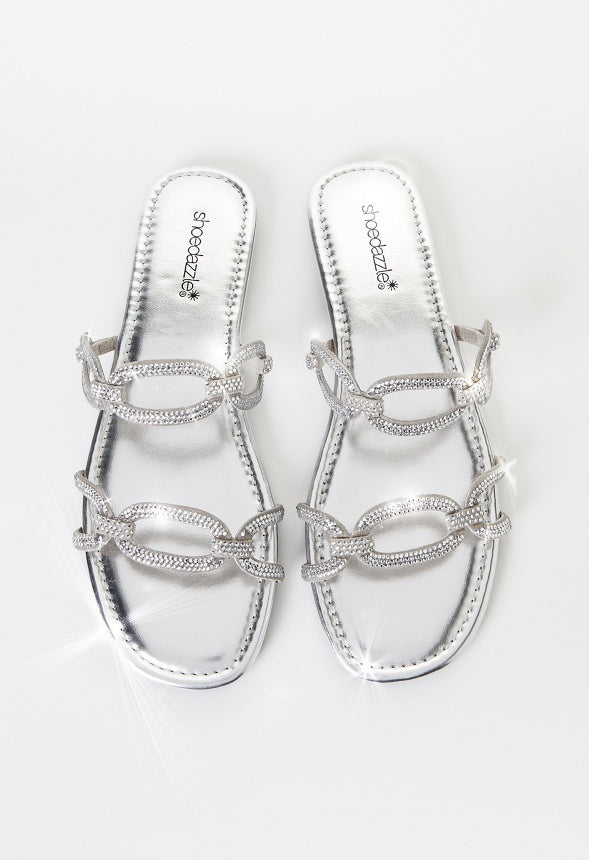 Sasha Flat Slide Sandal Clear/ Silver