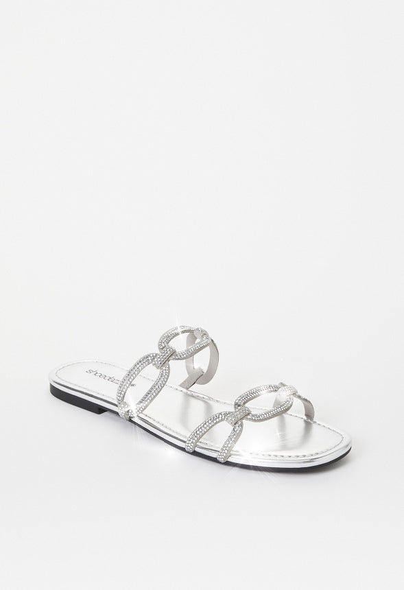 Sasha Flat Slide Sandal Clear/ Silver