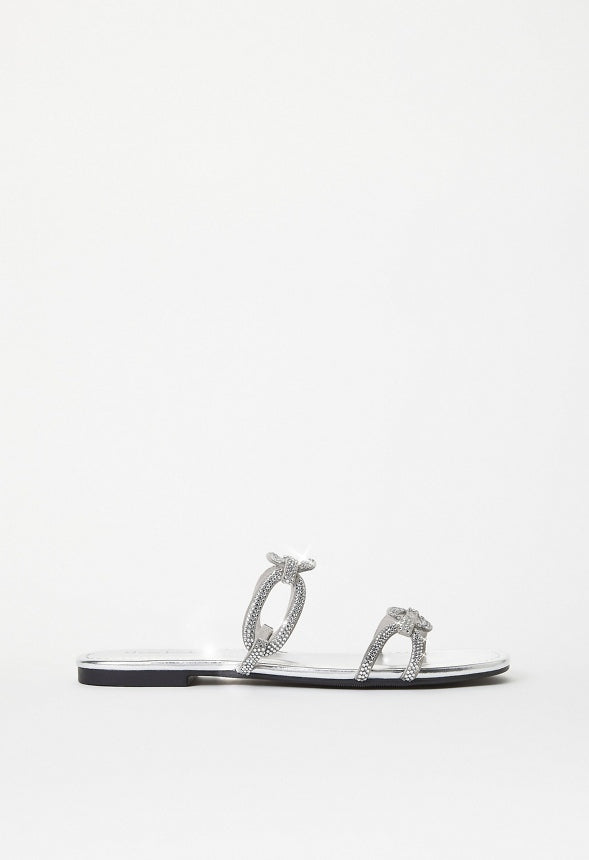 Sasha Flat Slide Sandal Clear/ Silver