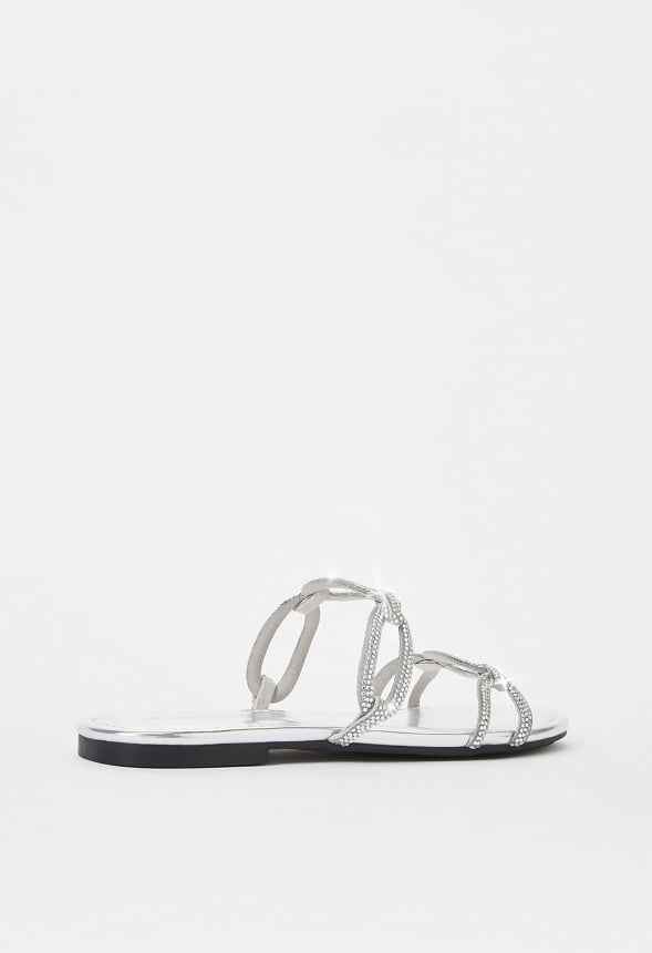 Sasha Flat Slide Sandal Clear/ Silver