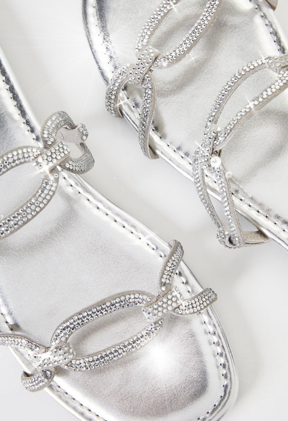 Sasha Flat Slide Sandal Clear/ Silver