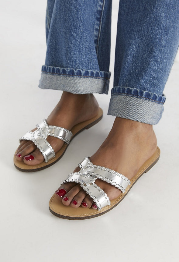 Anitta Flat Slide Sandal Silver