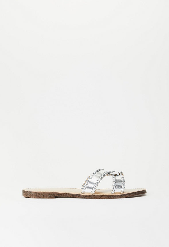Anitta Flat Slide Sandal Silver