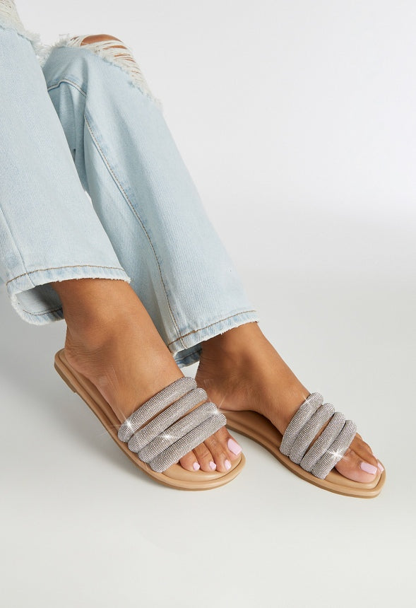 Cassidy Flat Slide Sandal New Nude/ Clear