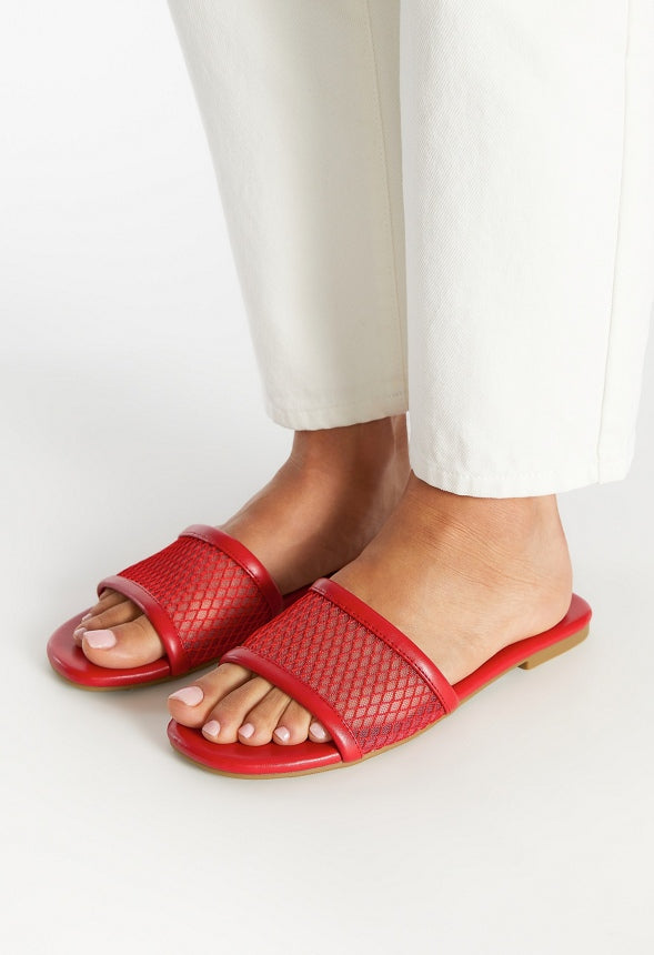 Mariska Flat Slide Sandal Salsa Red