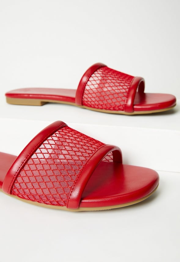 Mariska Flat Slide Sandal Salsa Red