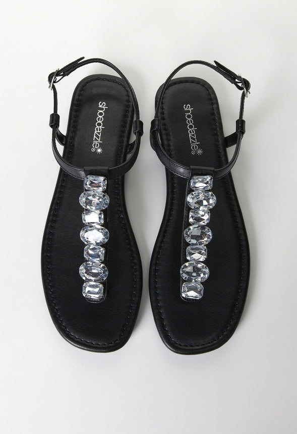 Vera Flat Sandal Black/ Clear