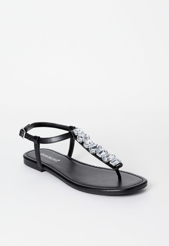 Vera Flat Sandal Black/ Clear