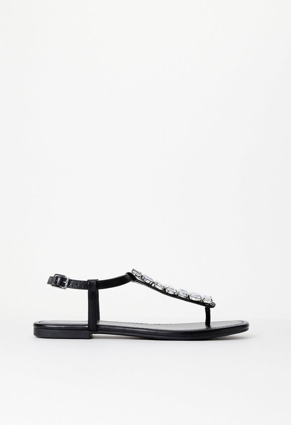 Vera Flat Sandal Black/ Clear