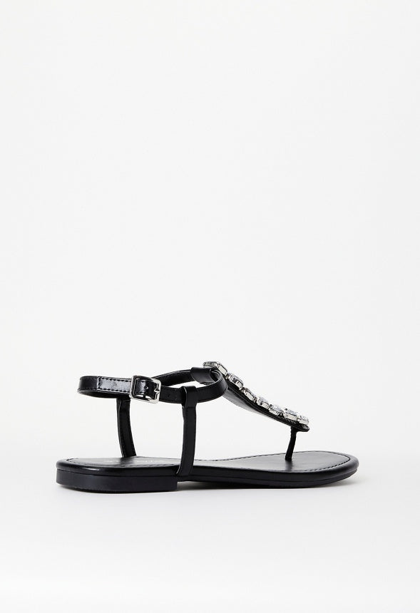 Vera Flat Sandal Black/ Clear