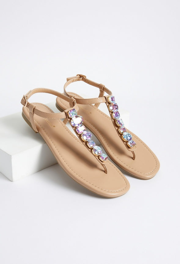 Vera Flat Sandal New Nude/ Iridescent