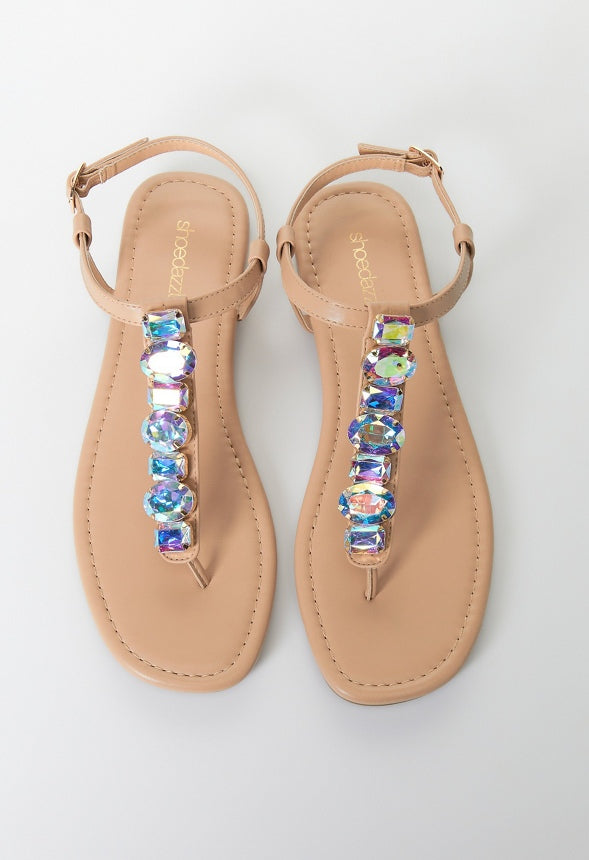 Vera Flat Sandal New Nude/ Iridescent
