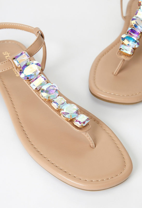 Vera Flat Sandal New Nude/ Iridescent