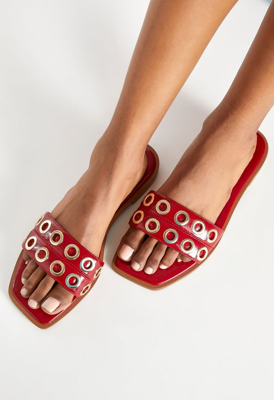 Lani Flat Slide Sandal Anemone Red
