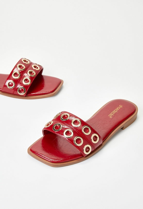 Lani Flat Slide Sandal Anemone Red