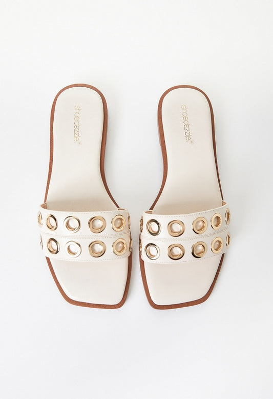 Lani Flat Slide Sandal Birch White