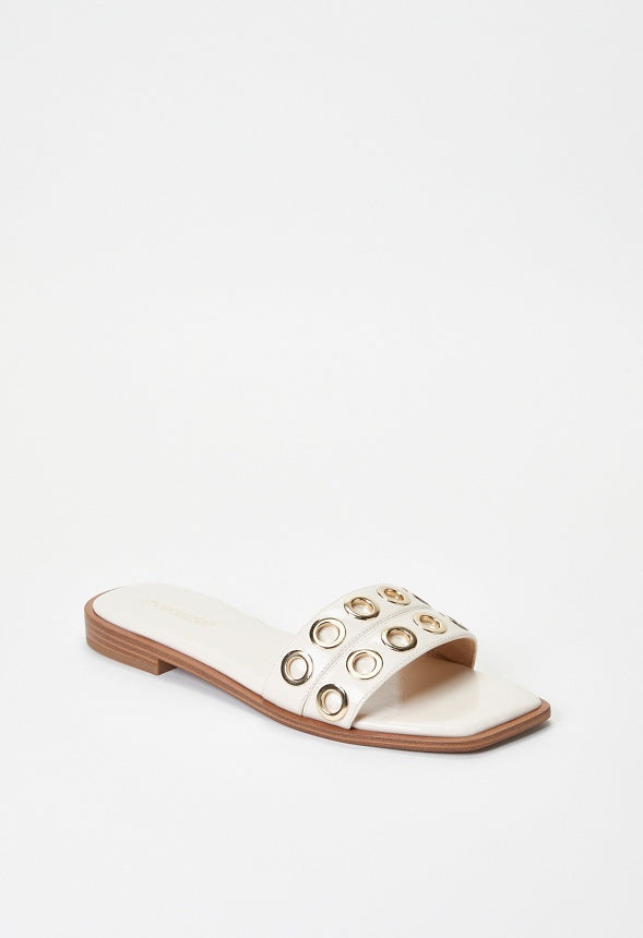 Lani Flat Slide Sandal Birch White