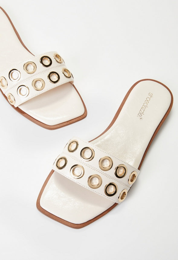 Lani Flat Slide Sandal Birch White