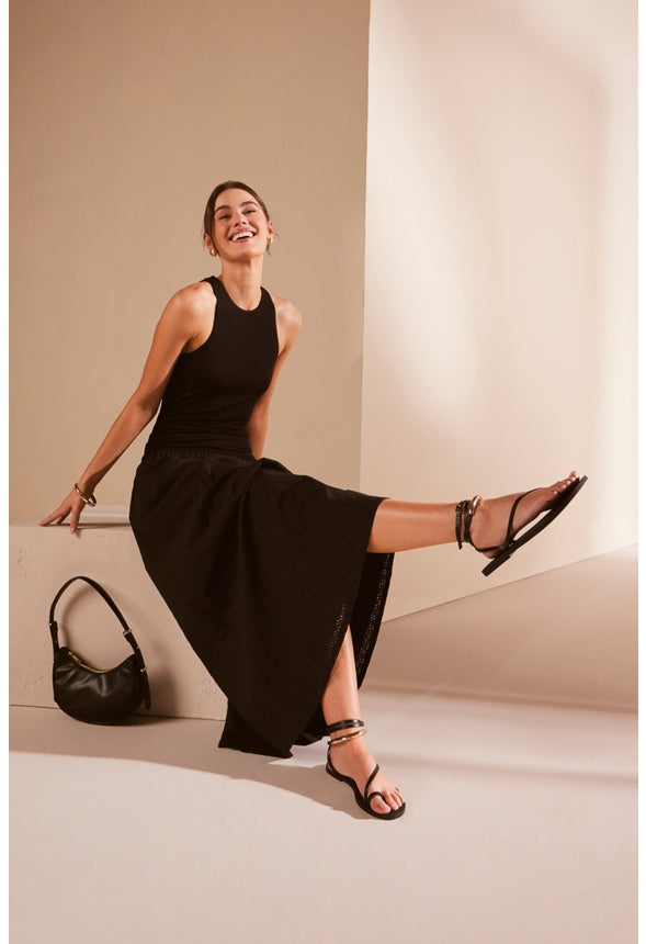 Tara Flat Sandal Black