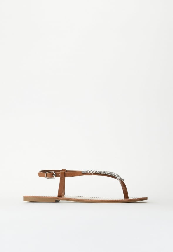 Leah Flat Thong Sandal Camel/ Clear
