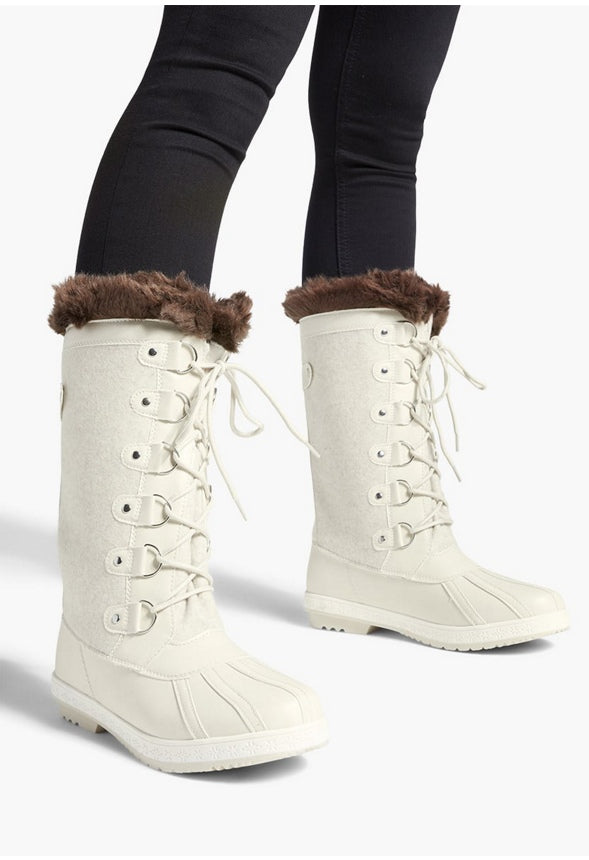 SOLENE FLAT BOOT Bone