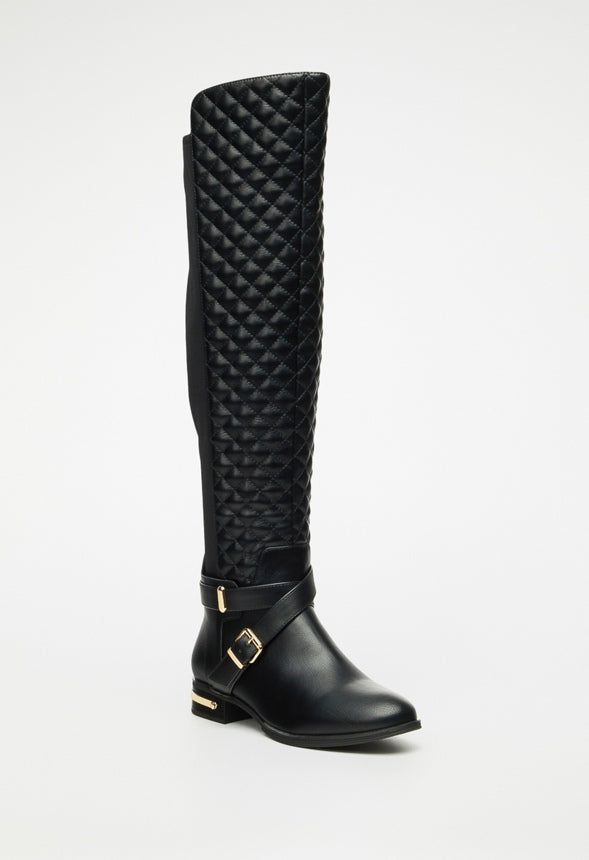 Annabeth Quilted Flat Boot Black