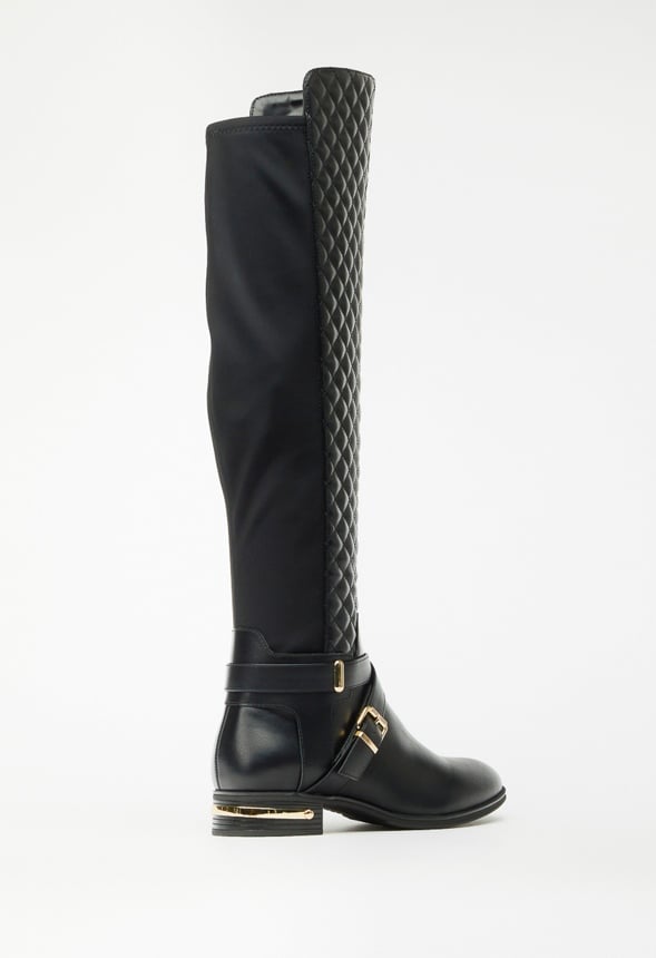 Annabeth Quilted Flat Boot Black