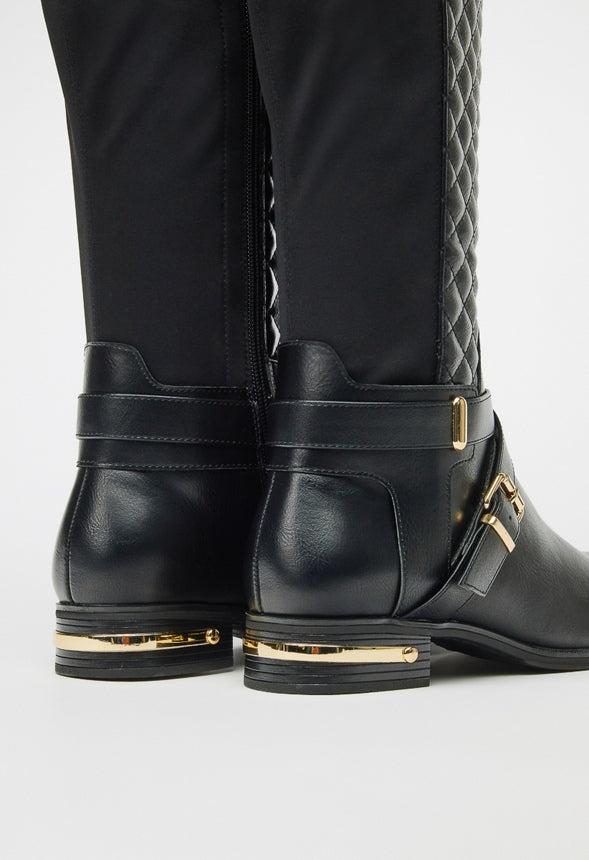 Annabeth Quilted Flat Boot Black