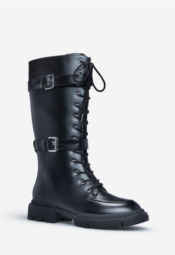 GABRELA LACE-UP FLAT BOOT Black