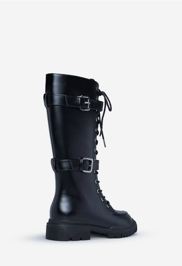 GABRELA LACE-UP FLAT BOOT Black
