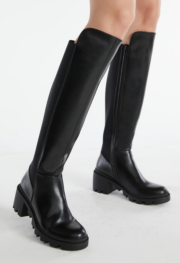 AYDEN CHUNKY BLOCK HEEL BOOT Black