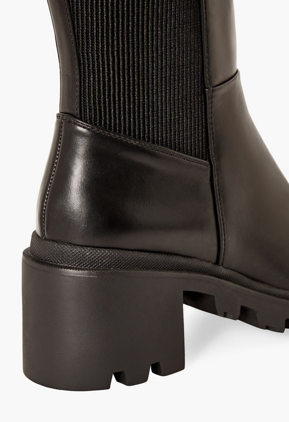 AYDEN CHUNKY BLOCK HEEL BOOT Black