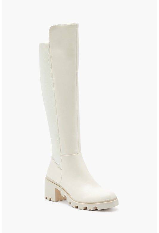 AYDEN CHUNKY BLOCK HEEL BOOT Bone