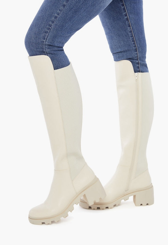 AYDEN CHUNKY BLOCK HEEL BOOT Bone