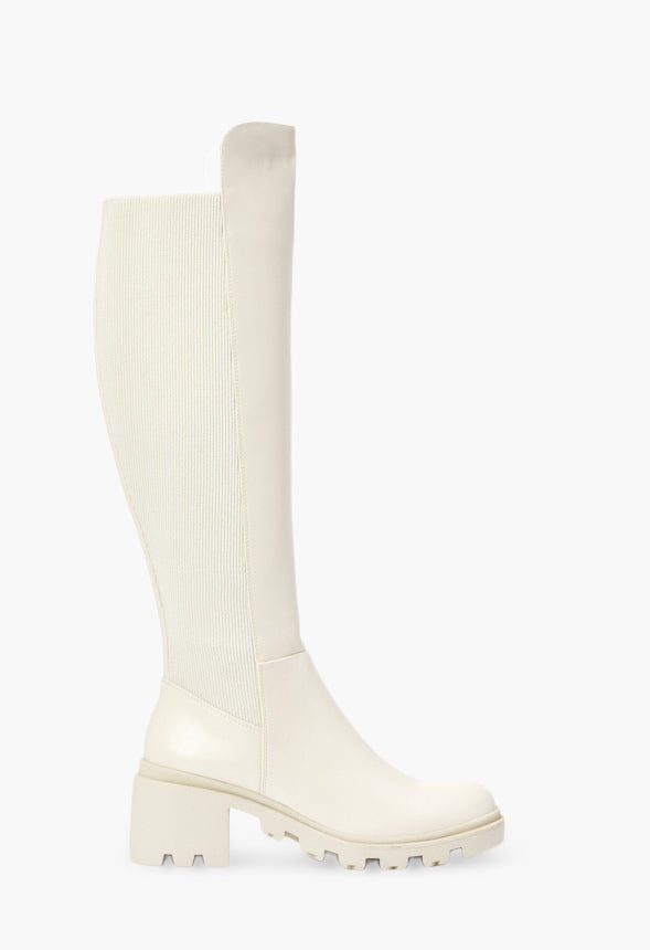 AYDEN CHUNKY BLOCK HEEL BOOT Bone