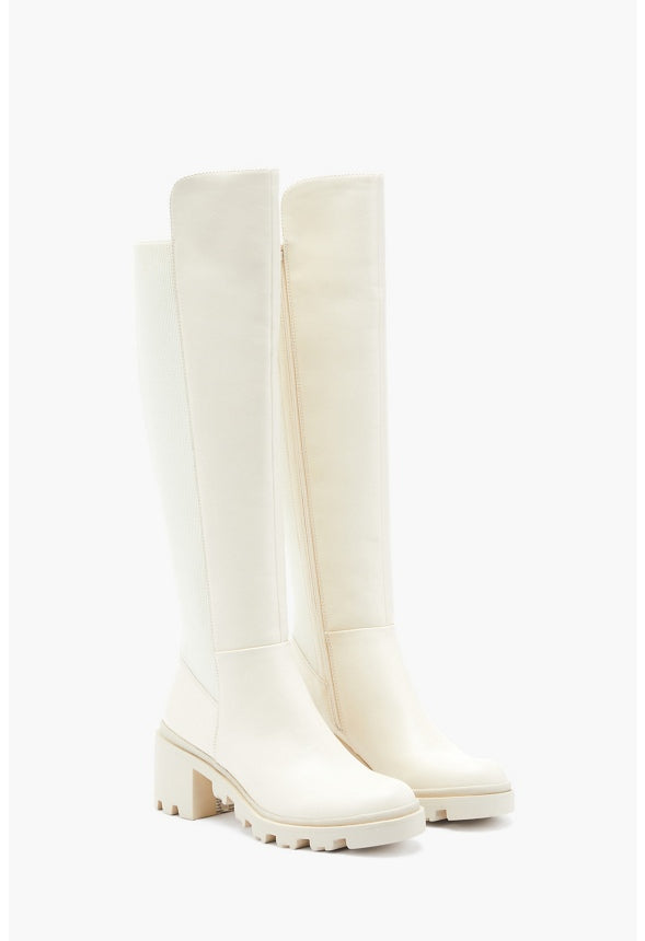 AYDEN CHUNKY BLOCK HEEL BOOT Bone