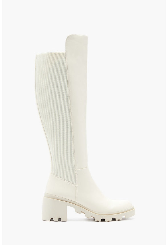 AYDEN CHUNKY BLOCK HEEL BOOT Bone