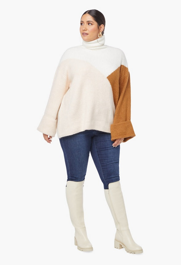AYDEN CHUNKY BLOCK HEEL BOOT Bone