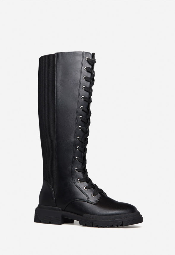 ARLETTE LACE-UP FLAT BOOT Black Caviar