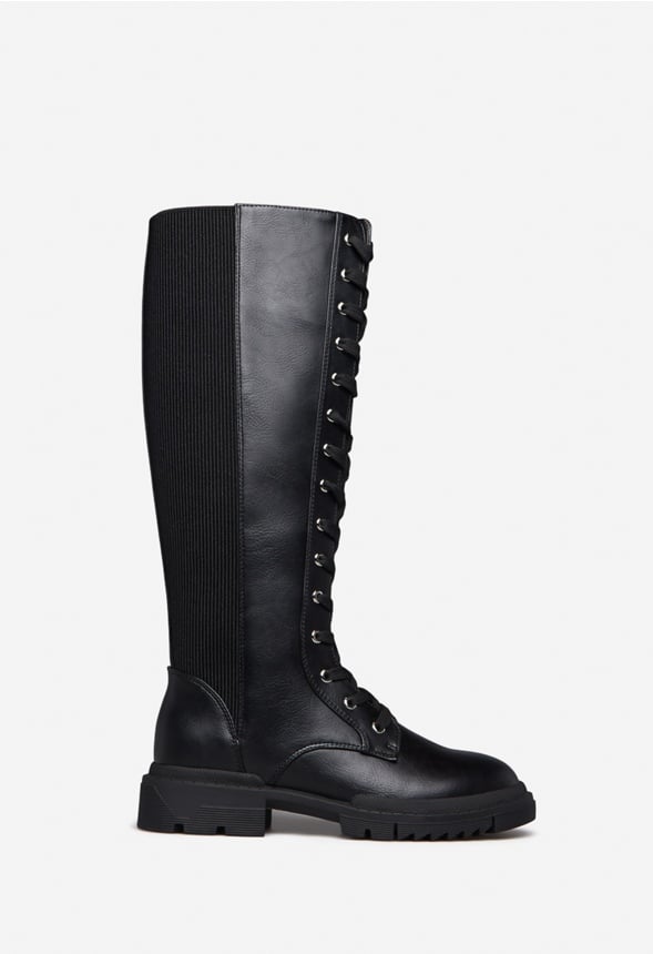 ARLETTE LACE-UP FLAT BOOT Black Caviar